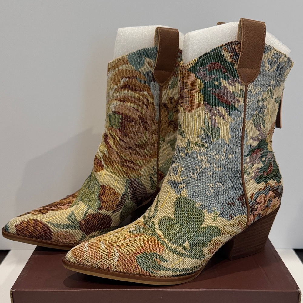 Vici Multicolor Floral Heeled Boots